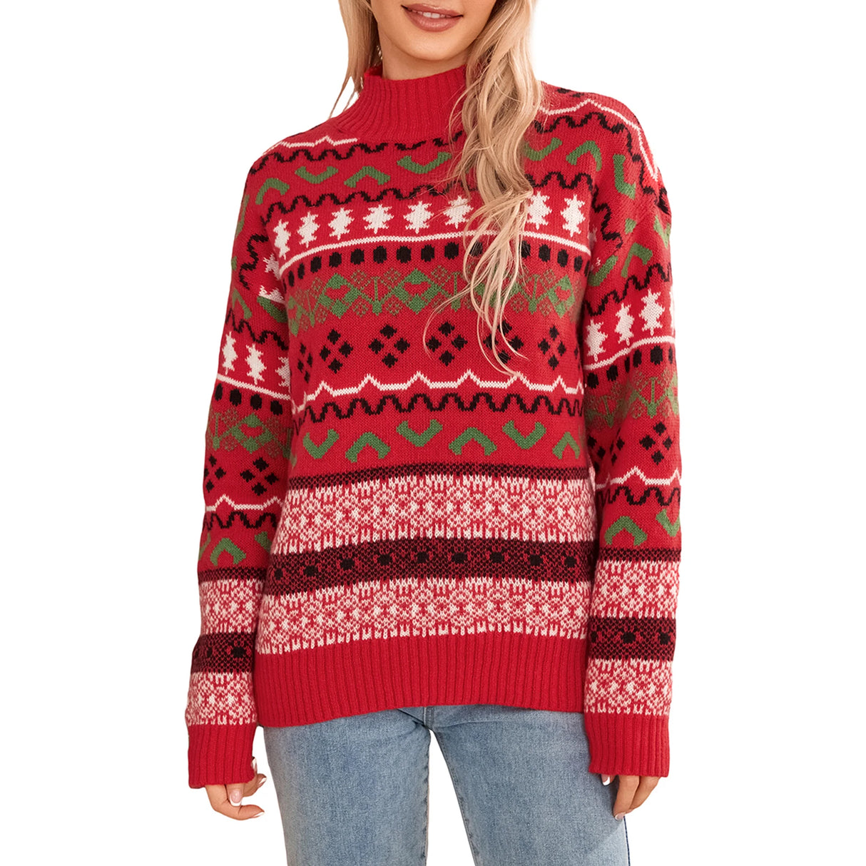 Women's Casual Striped Christmas Sweater