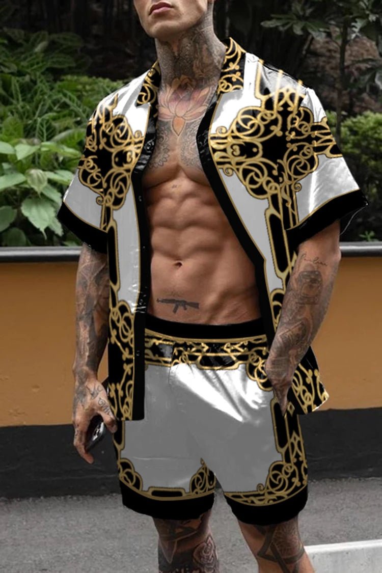 Men Hawaiian Floral Shorts Set