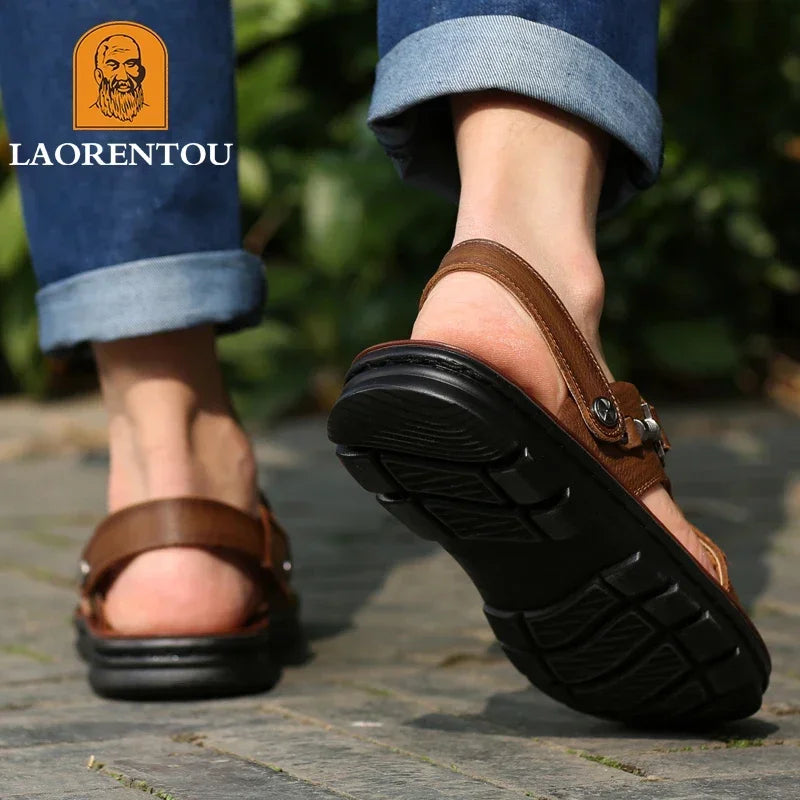 Men Leather Buckle Casual Sandals
