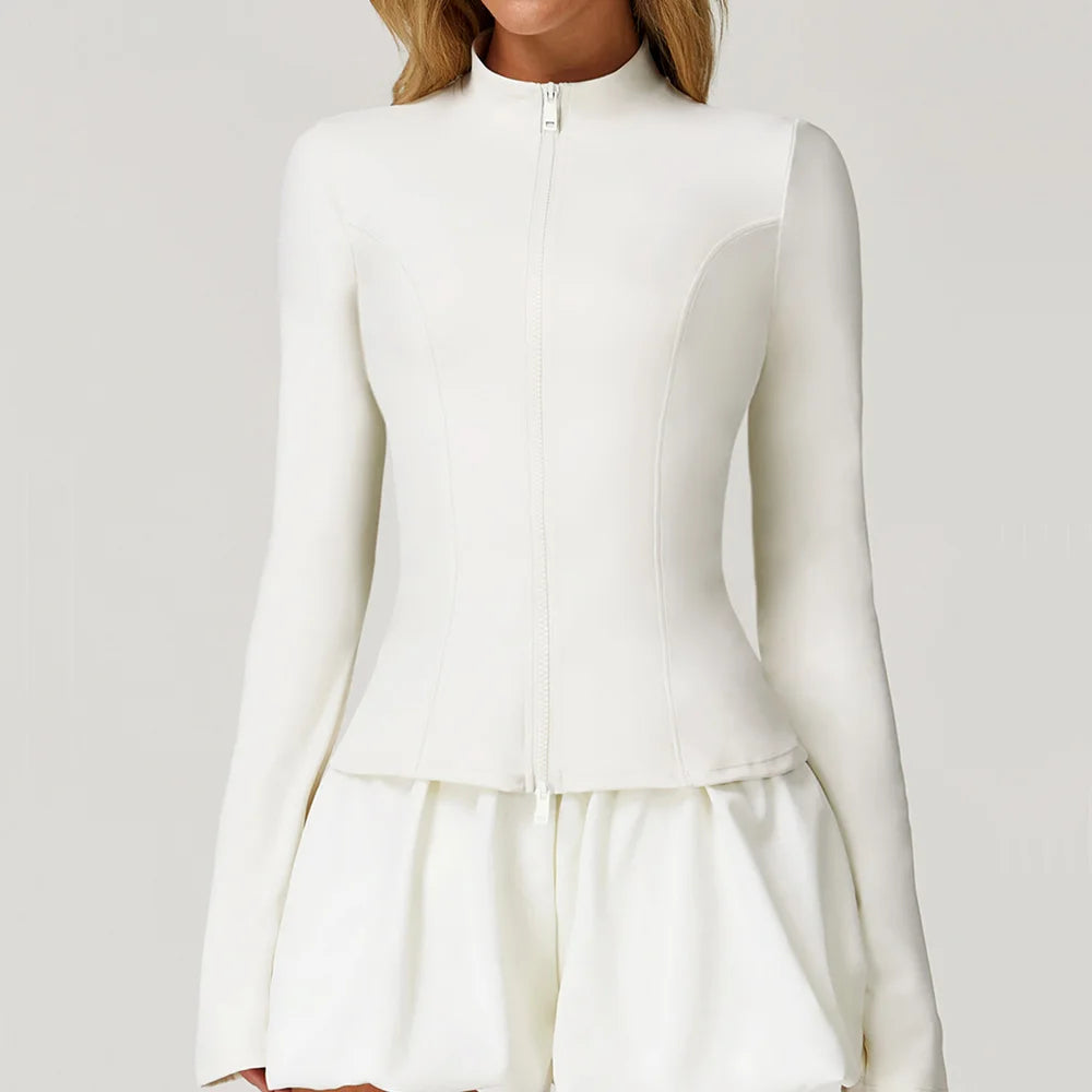 Women's Standing Collar Long Sleeve Yoga Jacket – Summer Training Top