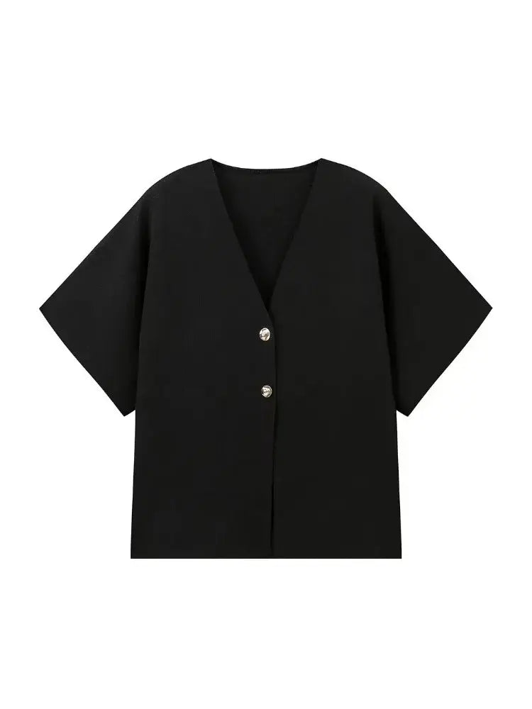 Women Solid Knit Button Waistcoat