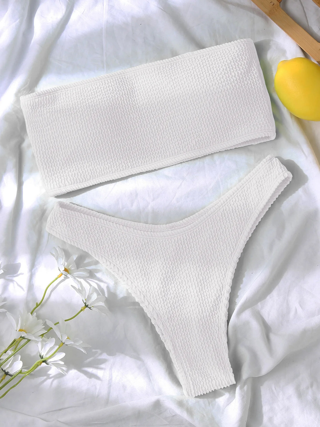 Textured High Cut Bikini