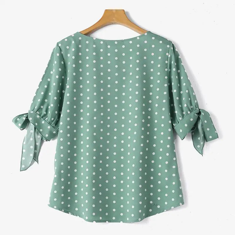 Women Polka Dot Oversize Tunic Top