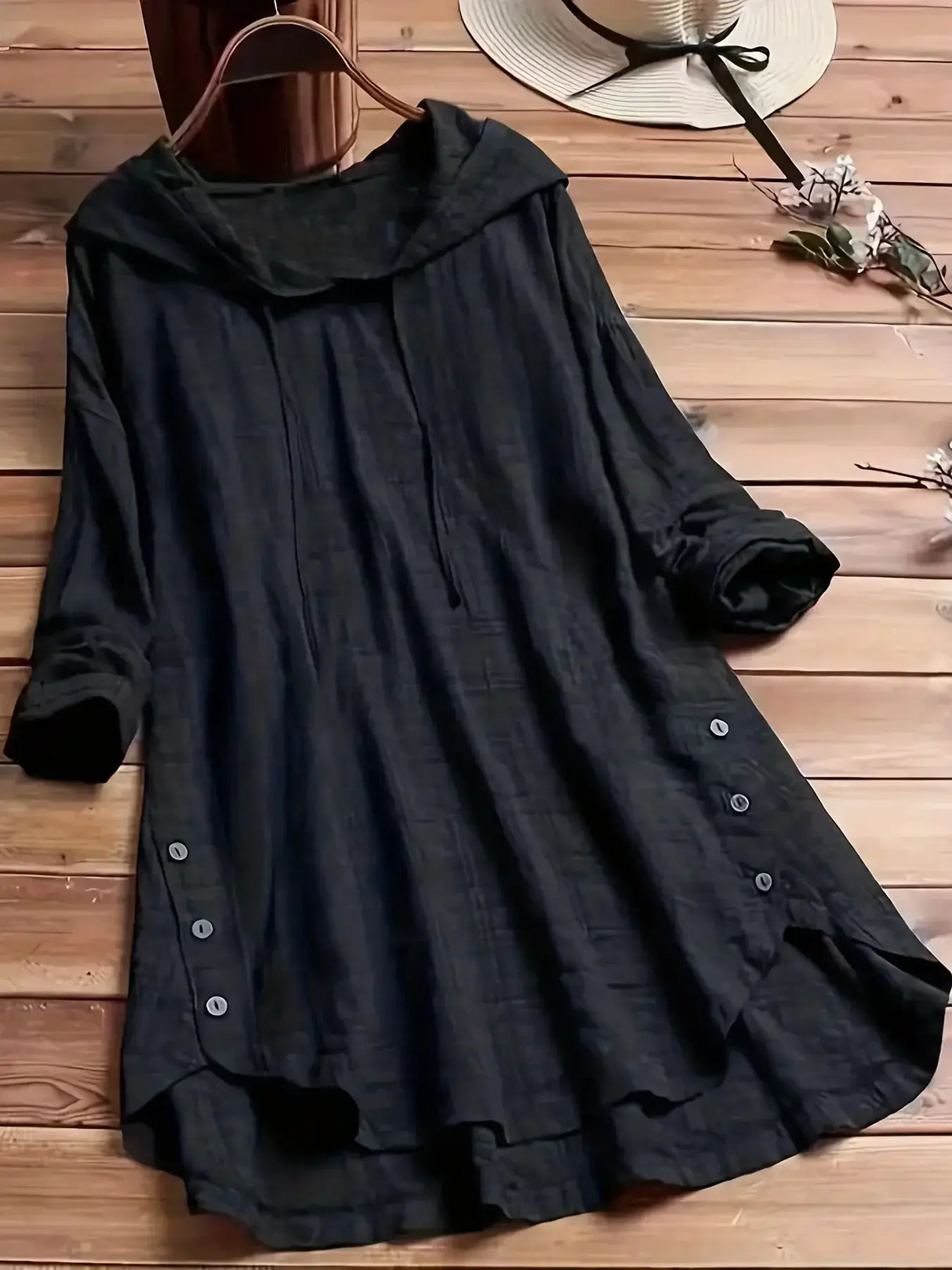 Women Plus Size Plaid Hooded Shirt