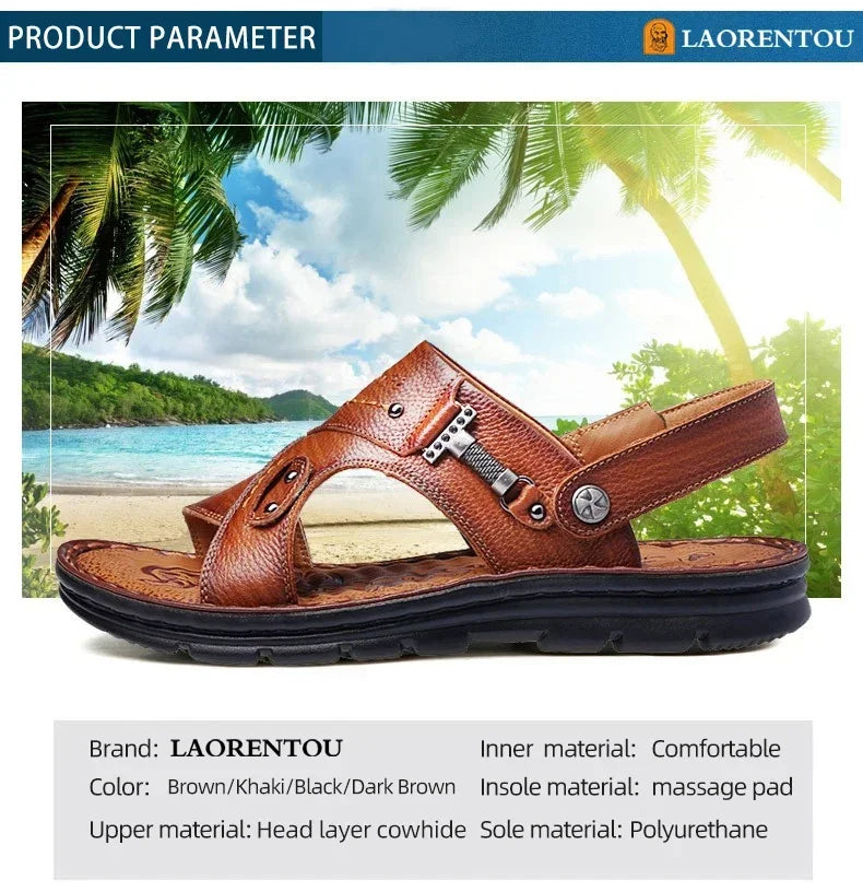 Men Leather Buckle Casual Sandals