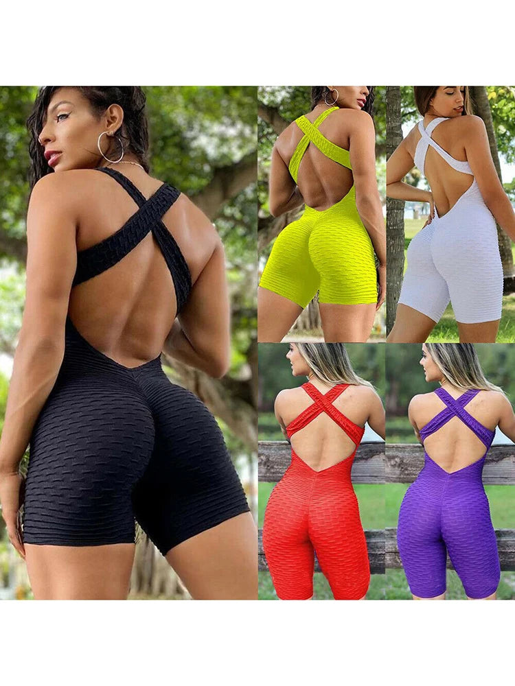 QuickTone™ – Sleeveless Backless Gym Bodysuit (Quick-Dry, Sculpting & Active)
