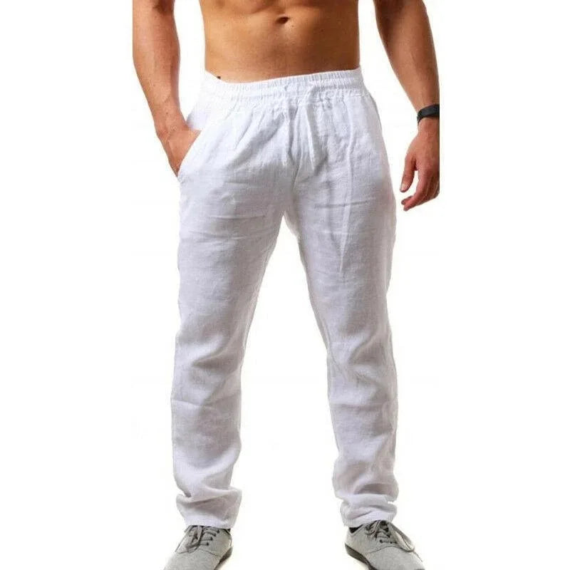 Men Cotton Hemp Casual Pants