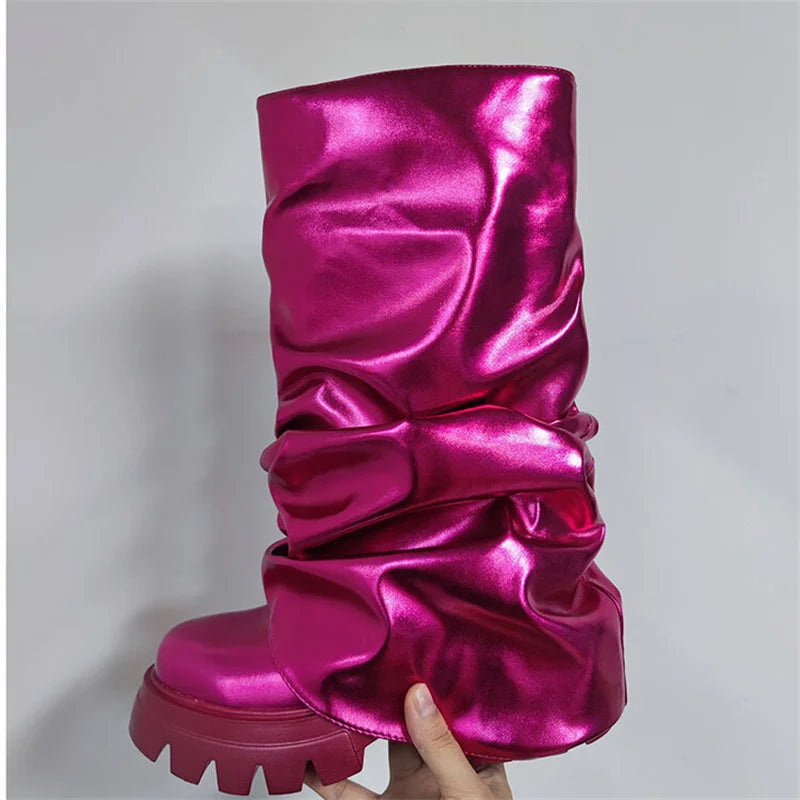 Women Mid Calf Boots Plush Lined Winter Shoes