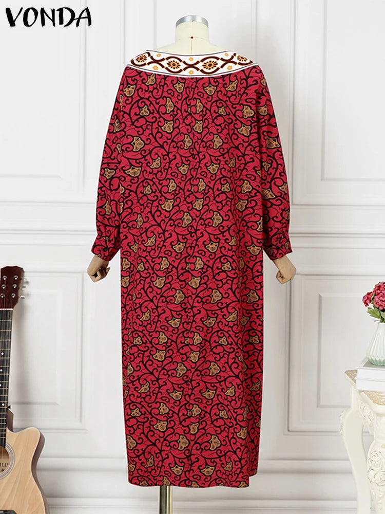 Women Batwing Boho Maxi Dress