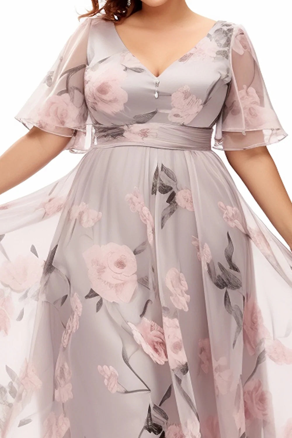 Women Floral Mesh Maxi Dress