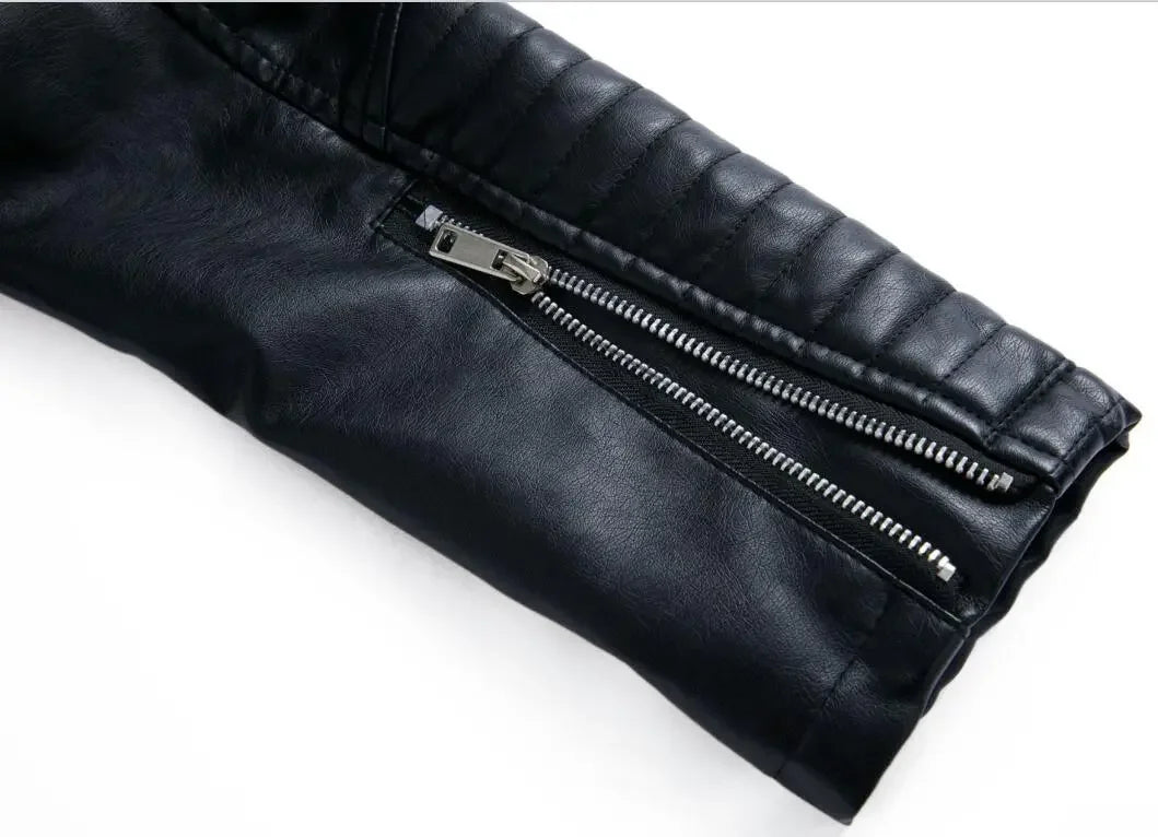 Women's Faux Leather Lapel Biker Jacket