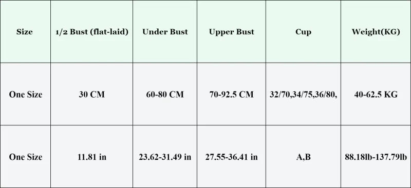 Size chart for KnitMuse™ knitted camis with measurements in centimeters and inches, including bust and weight details.
