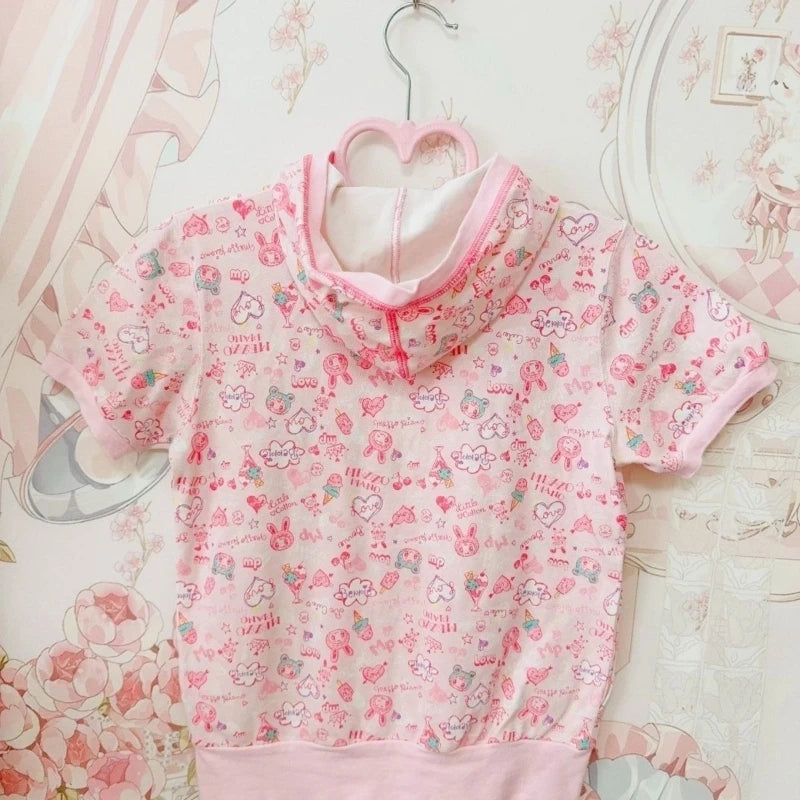 Kawaii Cartoon Hooded Summer Short Jacket