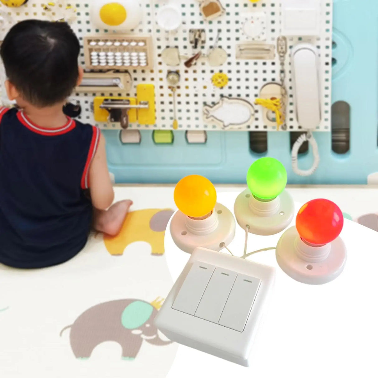 Montessori Busy Board LED Switch Toy