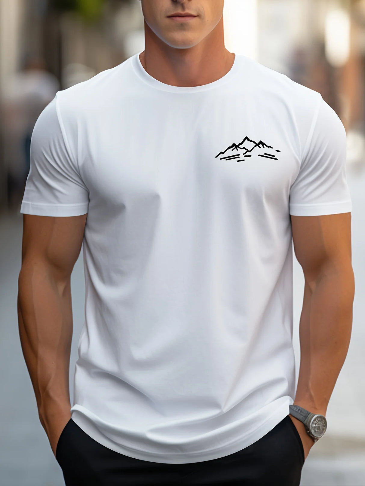 Men Mountain Print Tee