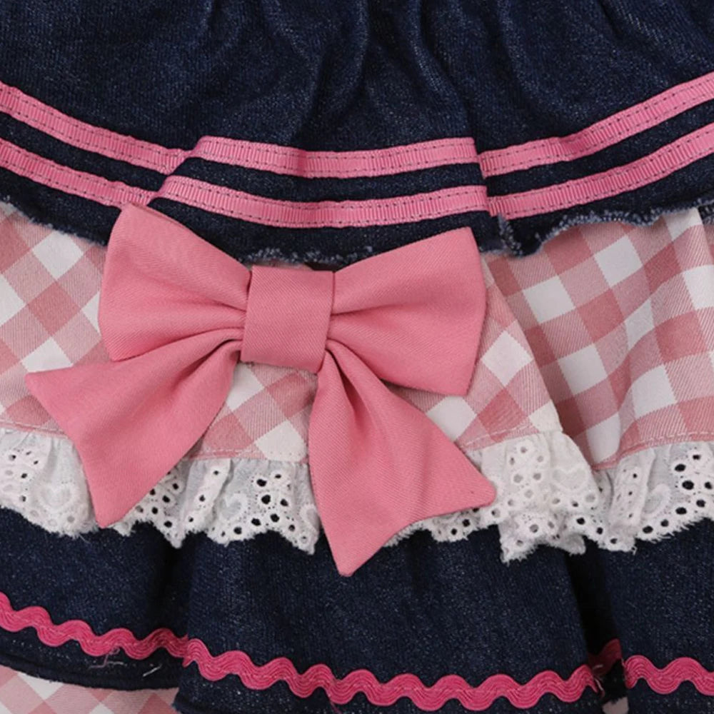LolitaBall™ – Lace Skater Skirt (Sweet Harajuku Kawaii Denim Skirt)