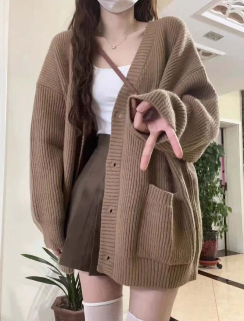 Women V-Neck Knit Cardigan Sweater