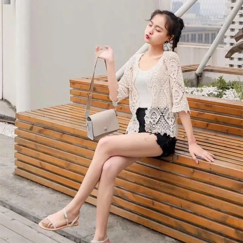 Women Crochet Lace Shrug Cardigan