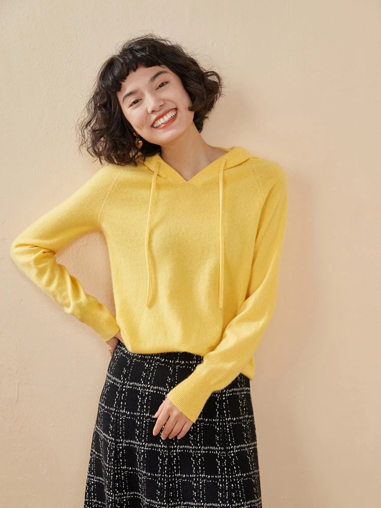 Women's 100% Cashmere Hooded Sweater