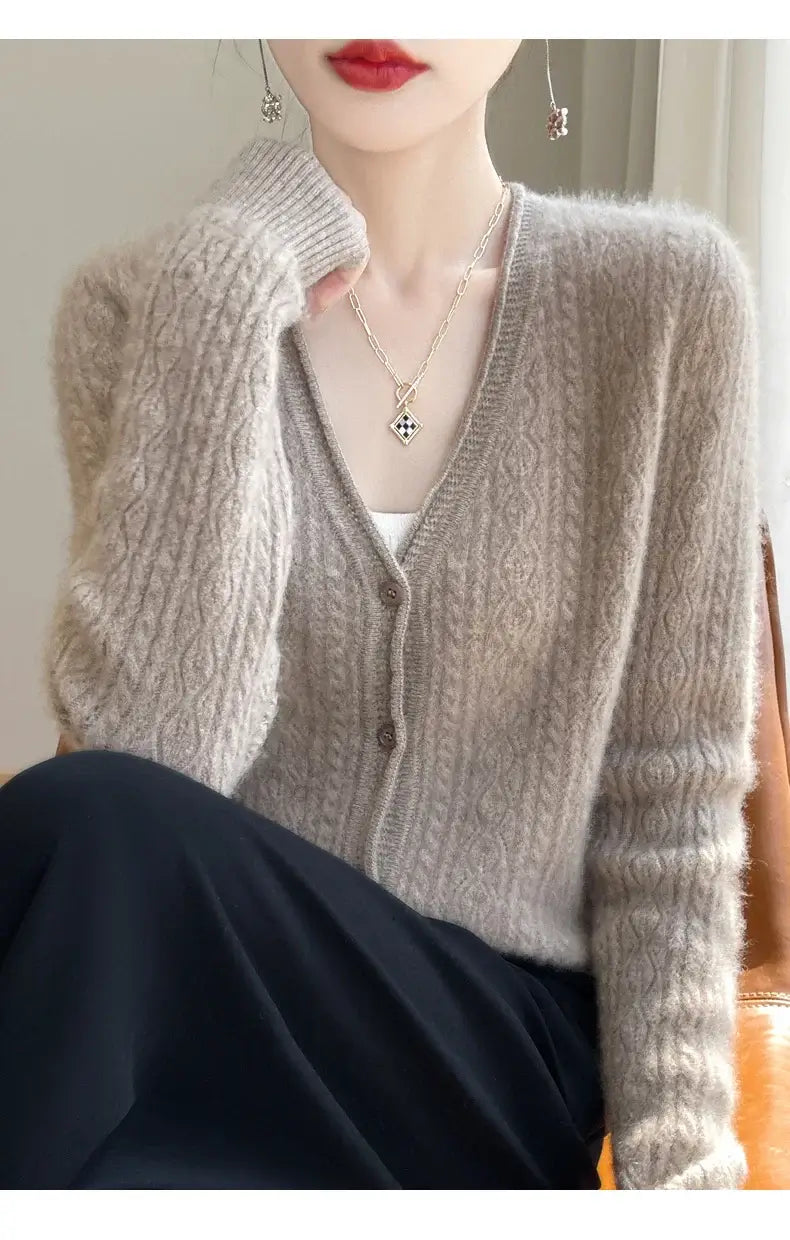 Women Merino Wool Cashmere Cardigan