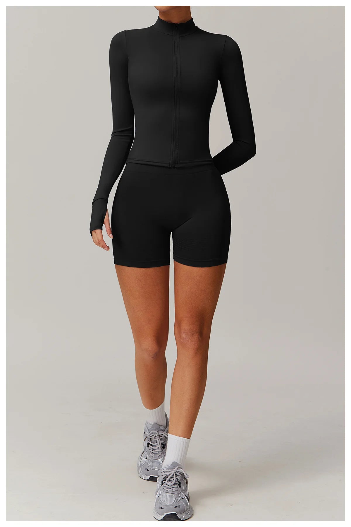 Women's Zip Long Sleeve Yoga Jacket – Slim Fit Gym Training Top