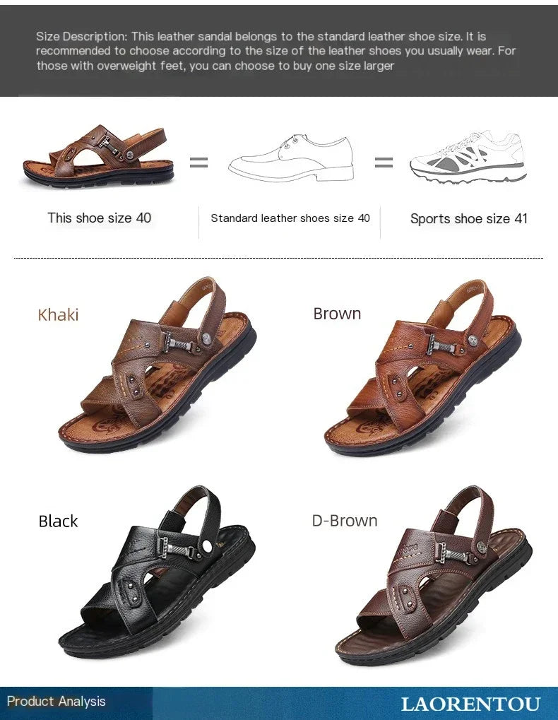 Men Leather Buckle Casual Sandals