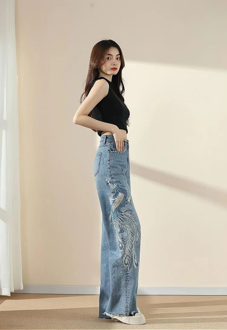 FlexCharm™ – Embroidered Loose Fit Jeans (Light Blue, S-XXXL Sizing)