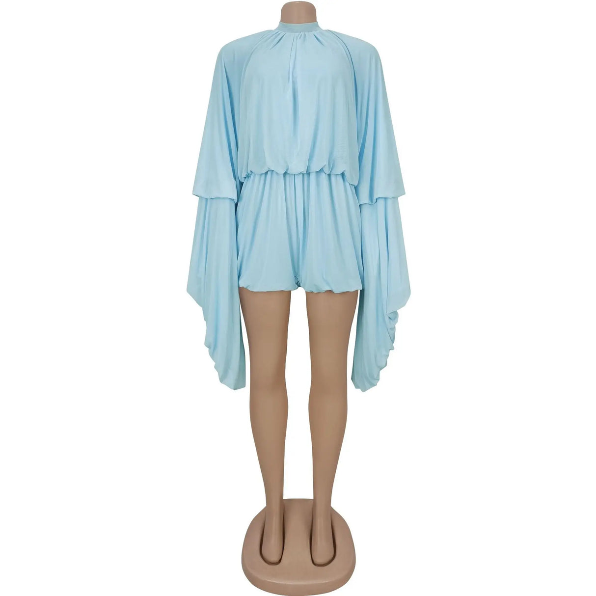 SculptEase™ – Ruched Flare Sleeve Bodycon Jumpsuit (Stretchy, Elegant & Curvy-Fit)