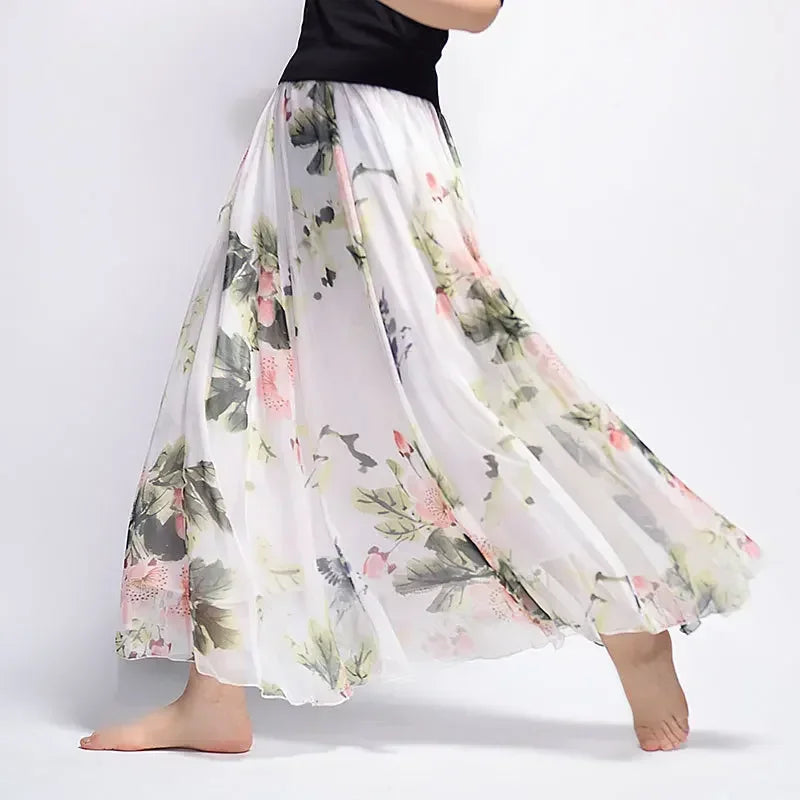 Women Boho Chiffon Long Skirt