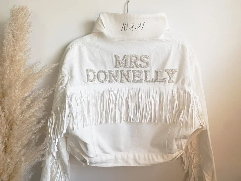 Personalised Pearl Denim Jacket for Bachelorette Party