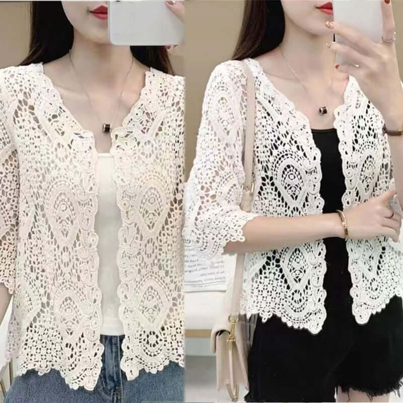Women Crochet Lace Shrug Cardigan