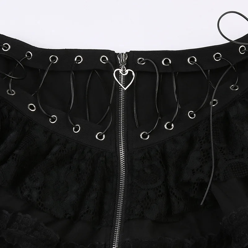 Women Zipper Gothic Mini Skirt