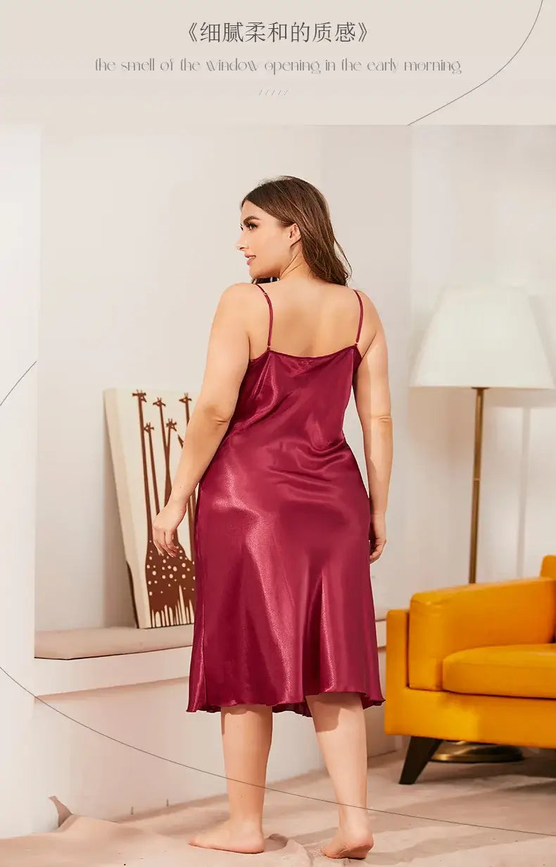 Women Satin Chemise Nightdress Plus Size Sleepwear