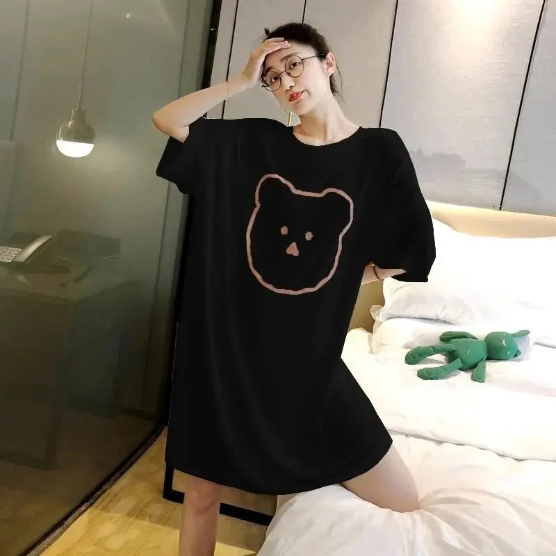 Women Cartoon Print Long Nightgown