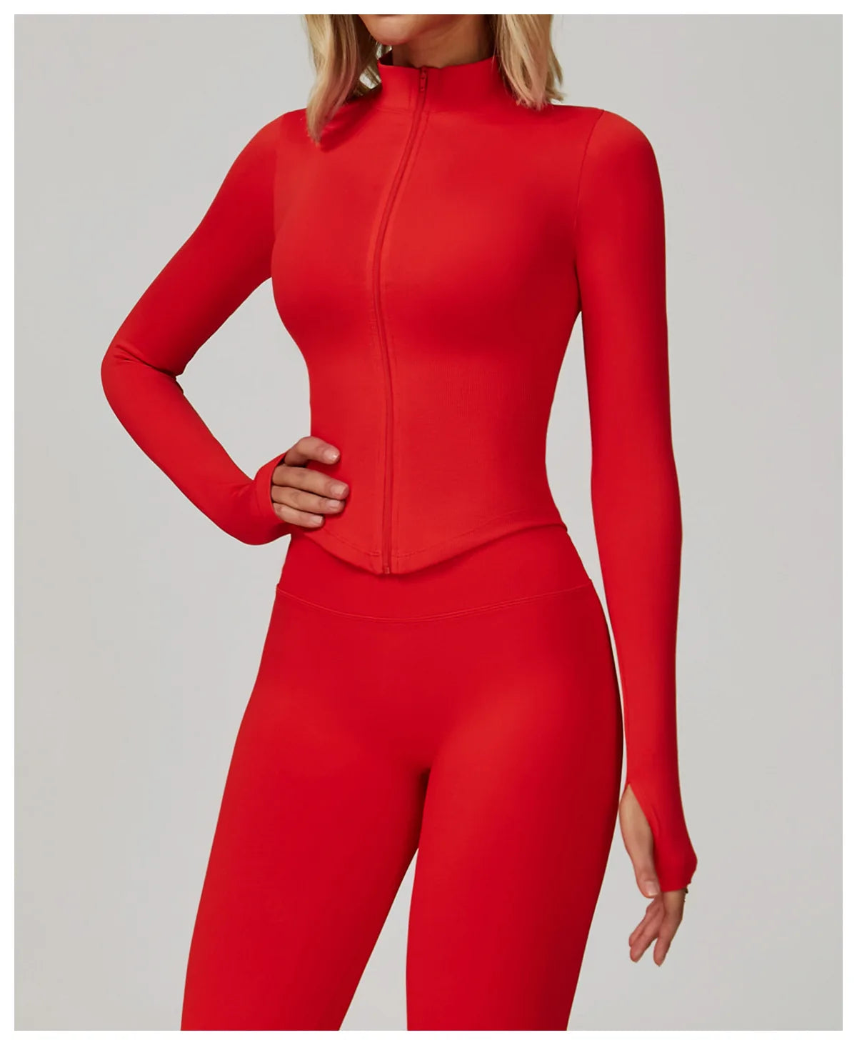 Ribbed Women's Yoga Jacket – Long Sleeve Standing Collar Fitness Top