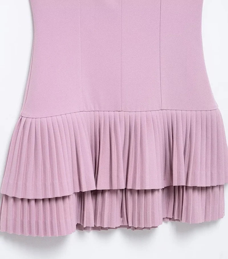 Women Pleated Backless Party Dress