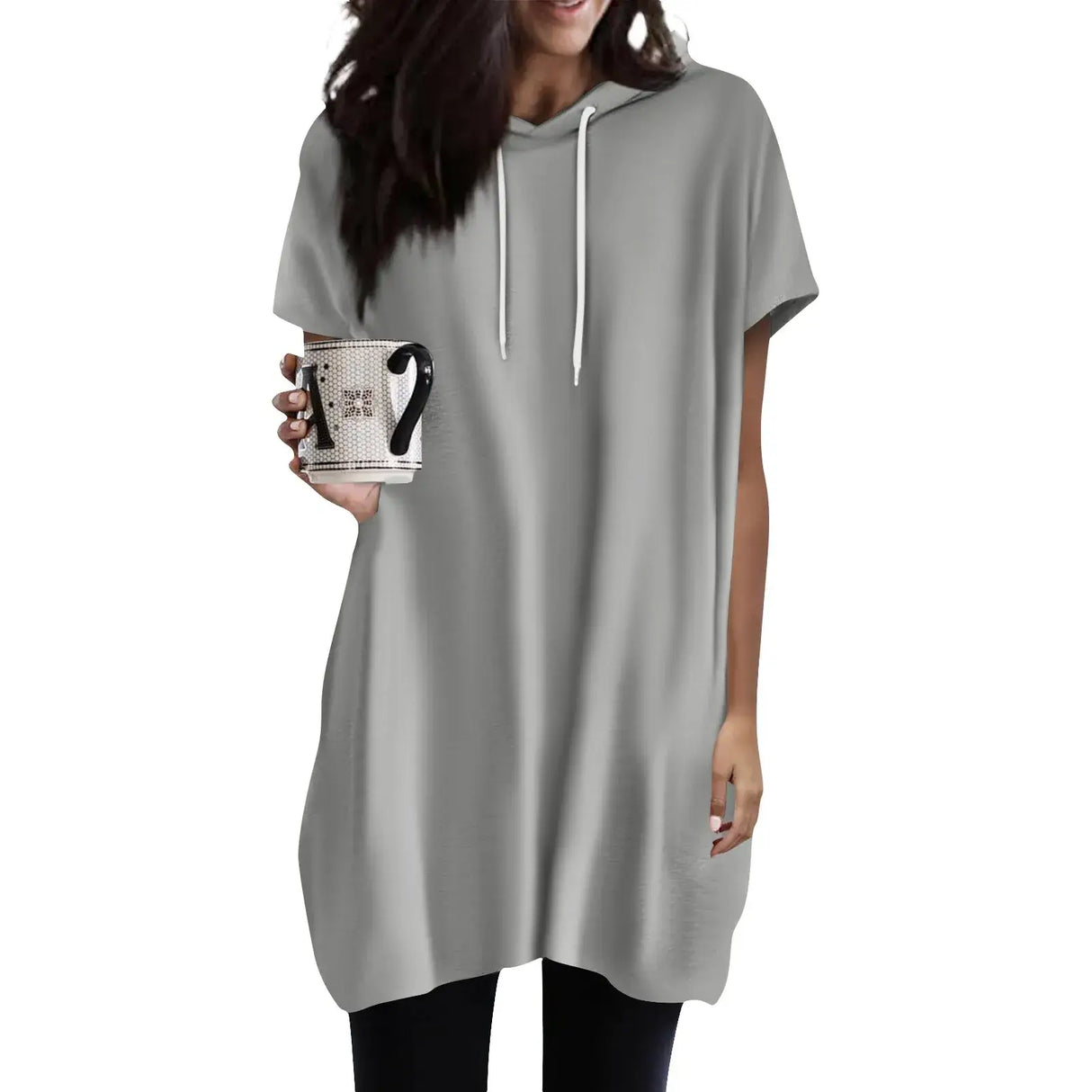 Women Oversized Short Sleeve Hoodie