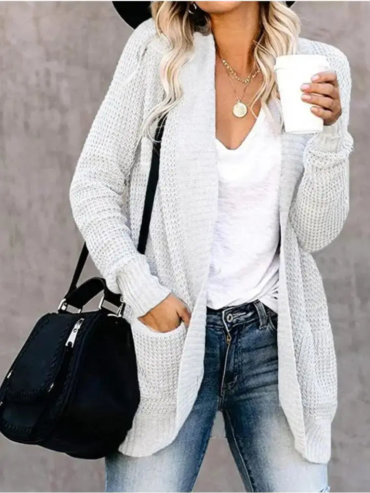 Women Plus Size Hollow Knit Cardigan