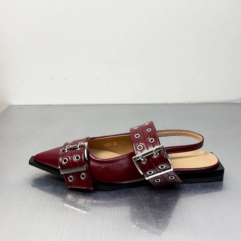 Women Flats – Pointed Toe Slingback Designer Shoes