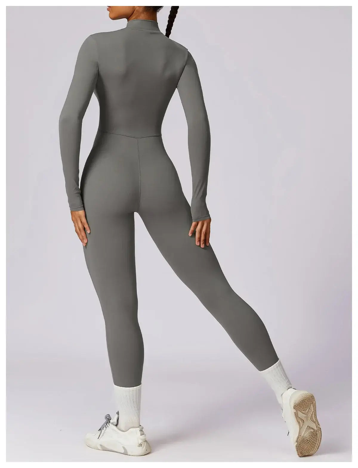 Women Fitness Zipper Long Sleeve Jumpsuit