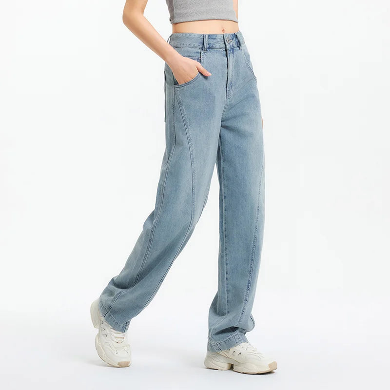 Women Curved Hem Loose Tapered Pants
