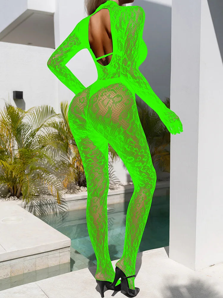 Velvexa™ – Lace Fishnet Night Club Bodysuit (Daring, Sultry & Statement-Making)