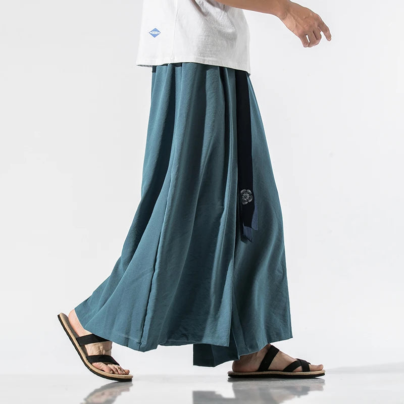 Men Wide Leg Hanfu Pants