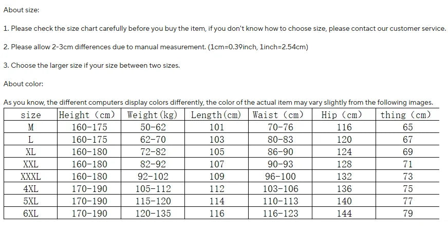 Men’s 6XL Cotton Cargo Work Pants