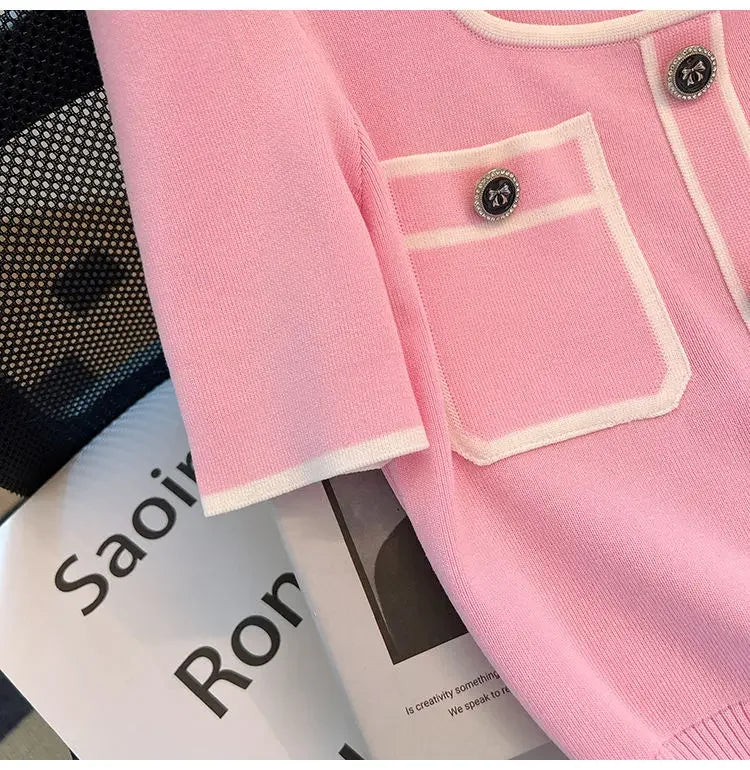 Women Square Neck Knit T-Shirt