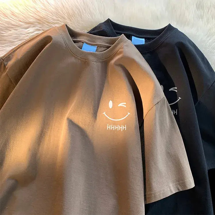 Women Smiley Face Oversized T-Shirt Casual Loose Top