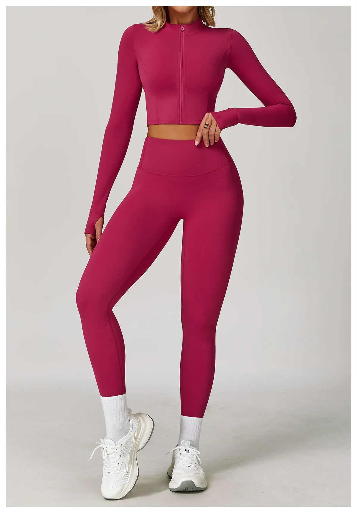 Women's Sexy Zip Long Sleeve Yoga Jacket – Workout Running Cycling Top