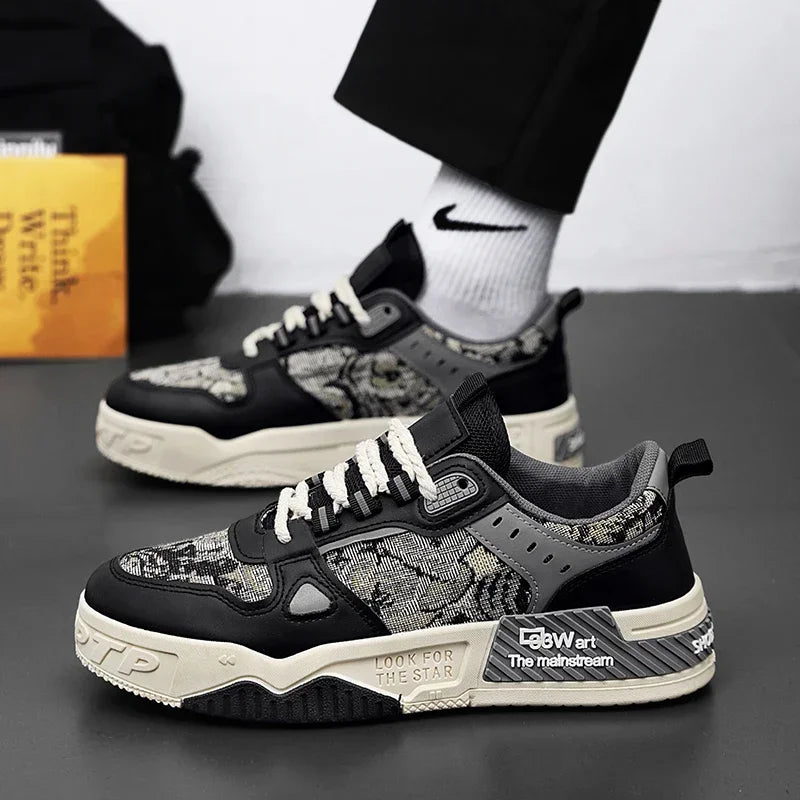 Men Breathable White Skateboard Sneakers