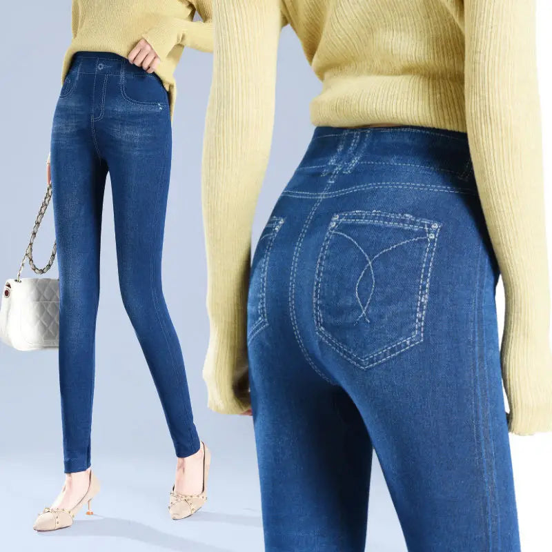 Women Faux Denim Leggings