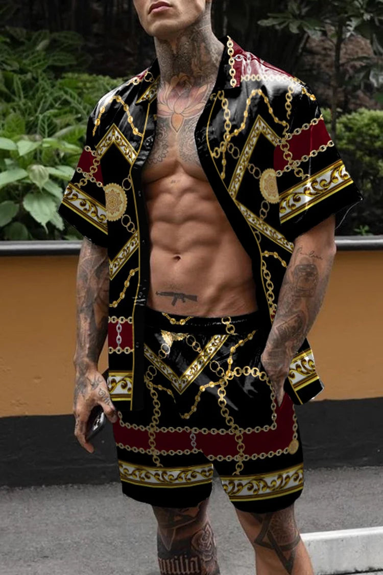 Men Hawaiian Floral Shorts Set